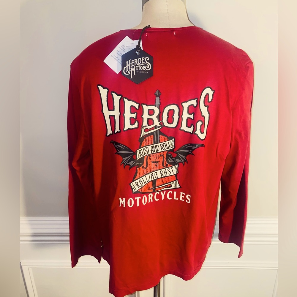 Heroes Motors LADIES Long Sleeve RUST AND ROLL Logo crimson 100% Cotton(97)